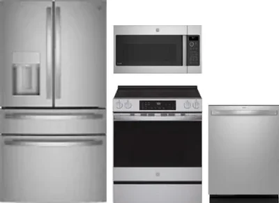 4 Piece Package Includes Refrigerator, Range, Microwave And Dishwasher